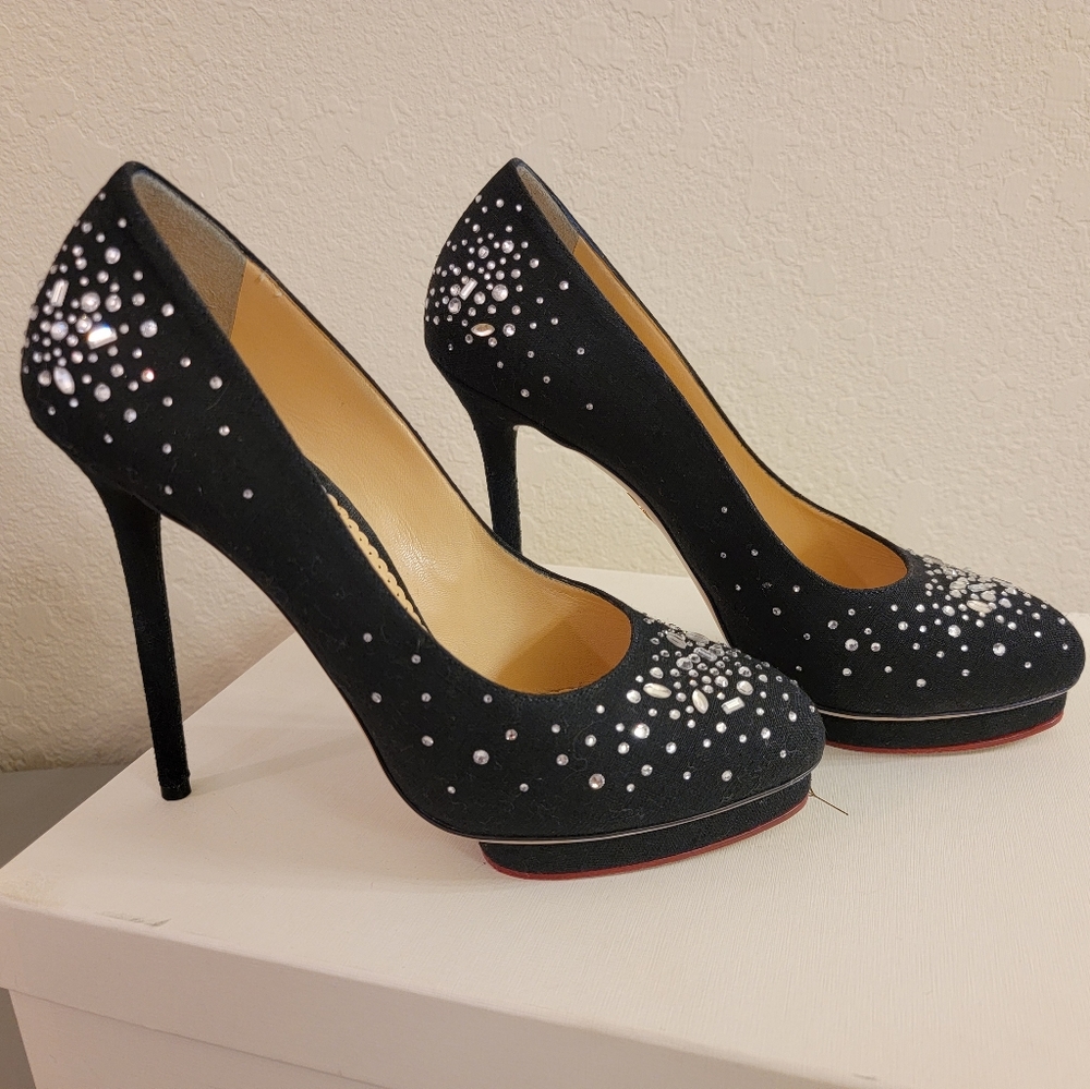 Charlotte Olympia Crystal Dolly Pumps; size 40